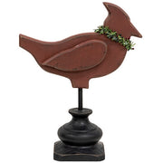 Carved Wooden Cardinal on Pedestal
