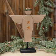 Distressed Wooden Angel on Base