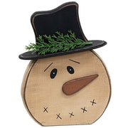 Distressed Wooden Snowman with Hat Sitter  (2 Count Assortment)