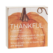 Thankful/Grateful Definition Pumpkin Box Sign  (2 Count Assortment)