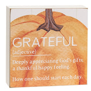 Thankful/Grateful Definition Pumpkin Box Sign  (2 Count Assortment)