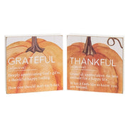 Thankful/Grateful Definition Pumpkin Box Sign  (2 Count Assortment)
