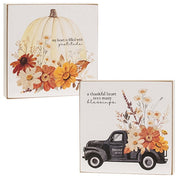 A Thankful Heart Fall Floral Box Sign  (2 Count Assortment)