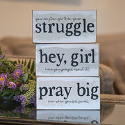 Stronger Than Your Struggle Block Sign  (3 Count Assortment)