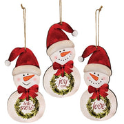 Hello Snowman with Wreath Ornament  (3 Count Assortment)