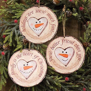 Snow Much Fun Wood Slice Ornament  (3 Count Assortment)