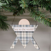 Joy to the World Plaid Creche Ornament