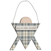 Joy to the World Plaid Creche Ornament