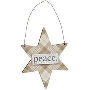 Love - Hope - Peace Plaid Star Ornament  (3 Count Assortment)