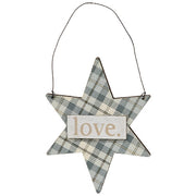 Love - Hope - Peace Plaid Star Ornament  (3 Count Assortment)