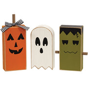 Chunky Wooden Halloween Friend Sitters (Set of 3)