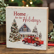 Home for the Holidays Vintage Red Truck Box Sign