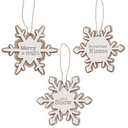 Merry & Bright Layered Snowflake Ornaments (Set of 3)