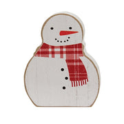 Red & Green Scarf Wooden Snowman Sitters (Set of 2)