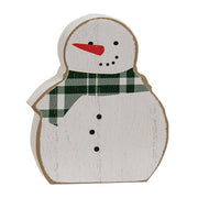 Red & Green Scarf Wooden Snowman Sitters (Set of 2)