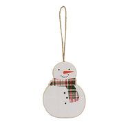 Plaid Christmas Tree & Snowmen Ornaments (Set of 3)