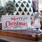 Merry Christmas Ice Skate & Greenery Chunky Sitter