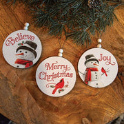 Winter Word Snowman Round Beaded Ornament  (3 Count Assortment)