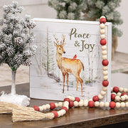 Peace & Joy Deer & Cardinal Box Sign