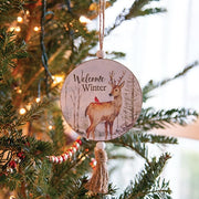 Winter Welcome Deer & Cardinal Round Ornament
