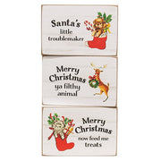 Santa's Little Troublemaker Block Sign  (3 Count Assortment)