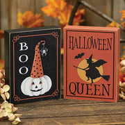 Halloween Queen Vintage Look Box Sign  (2 Count Assortment)