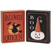 Halloween Queen Vintage Look Box Sign  (2 Count Assortment)