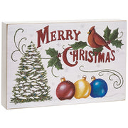 Merry Christmas Cardinal - Tree & Ornaments Box Sign