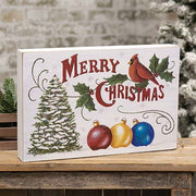 Merry Christmas Cardinal - Tree & Ornaments Box Sign