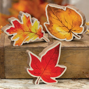 Chunky Wood Fall Leaf Sitter  (3 Count Assortment)