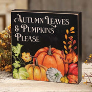 Autumn Leaves & Pumpkins Please Box Sign
