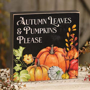 Autumn Leaves & Pumpkins Please Box Sign