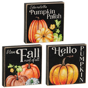 Hello Pumpkin Square Block  (3 Count Assortment)