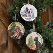 Christmas Wishes Vintage Dog Ornament  (3 Count Assortment)