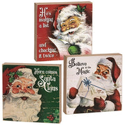Believe in the Magic Vintage Santa Box Sign  (3 Count Assortment)