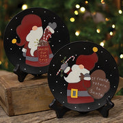 Santa Wooden Plate - 6.25" Dia.  (2 Count Assortment)