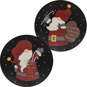 Santa Wooden Plate - 6.25" Dia.  (2 Count Assortment)