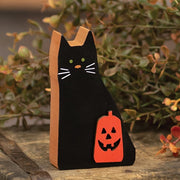 Chunky Black Cat & Jack Wooden Sitter