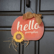 Hello Pumpkin Sign with Sunflower