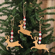 Beaded Jumping Reindeer Ornaments (Set of 3)