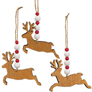 Beaded Jumping Reindeer Ornaments (Set of 3)