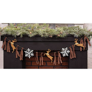 Wooden Reindeer & Snowflakes Garland