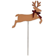Reindeer with Buffalo Check Scarf Planter Stake Topper