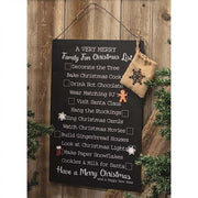 Family Fun Christmas Metal Sign with 13 Magnets