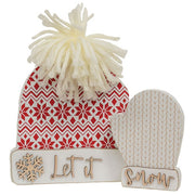 Let It Snow Wooden Hat & Mitten Sitters (Set of 2)