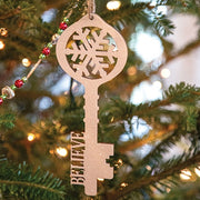 Glittered "Believe" Santa's Key Ornament