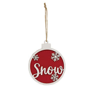 Glittered Wooden Joy/Snow Bulb Ornament  (2 Count Assortment)