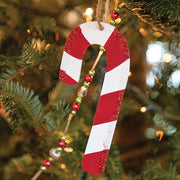 Glittered Wooden Candy Cane Ornament - 5.5"