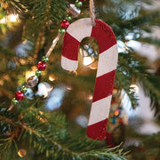 Glittered Wooden Candy Cane Ornament - 4"