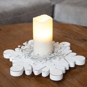 White Wooden Snowflake Riser - 12.5"